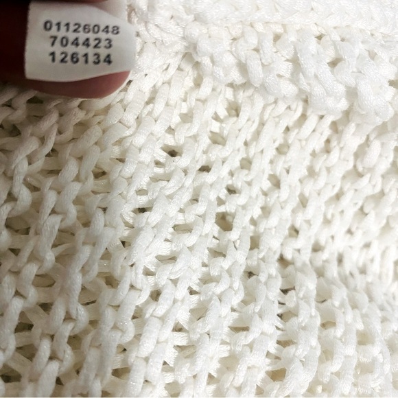 J. Jill Sweater Women Med White Mercerized Cotton Open Knit V-Neck  Cover Up EUC - Picture 8 of 8
